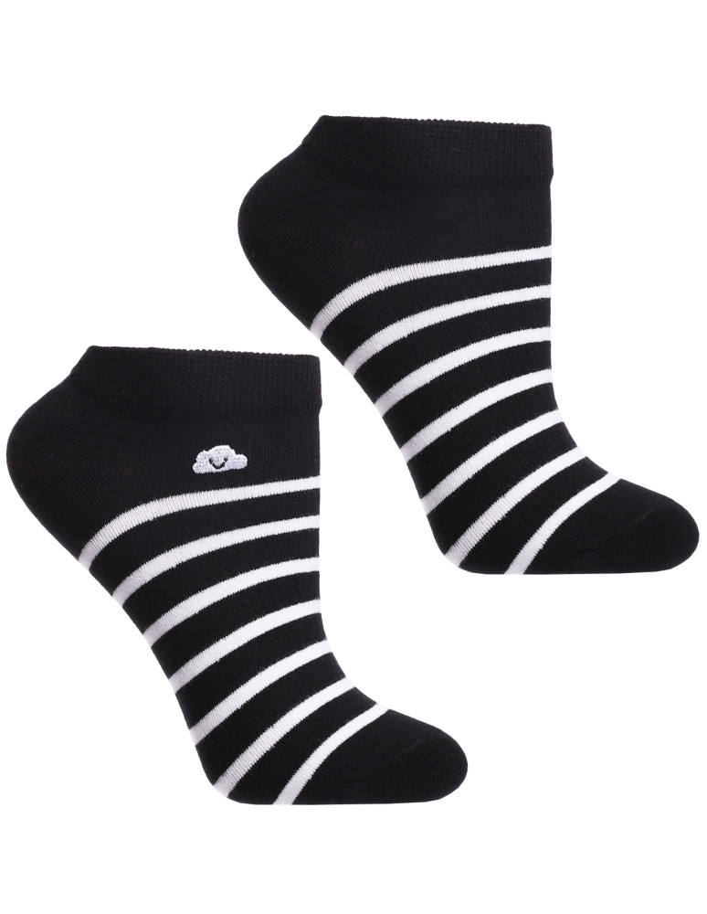 Stopki klasyczne - Skarpety stopki damskie w paski z haftem 3-pak WIELOKOLOROWY  - produkt moraj.pl 4