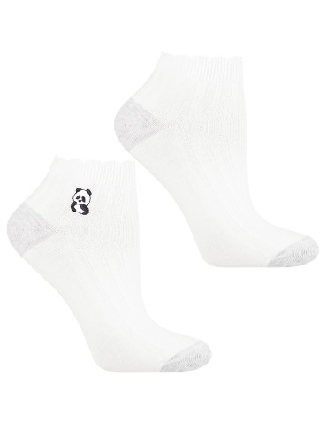 Stopki klasyczne - Skarpetki stopki damskie z haftem i falbanką 3-pak WIELOKOLOROWY - produkt 3