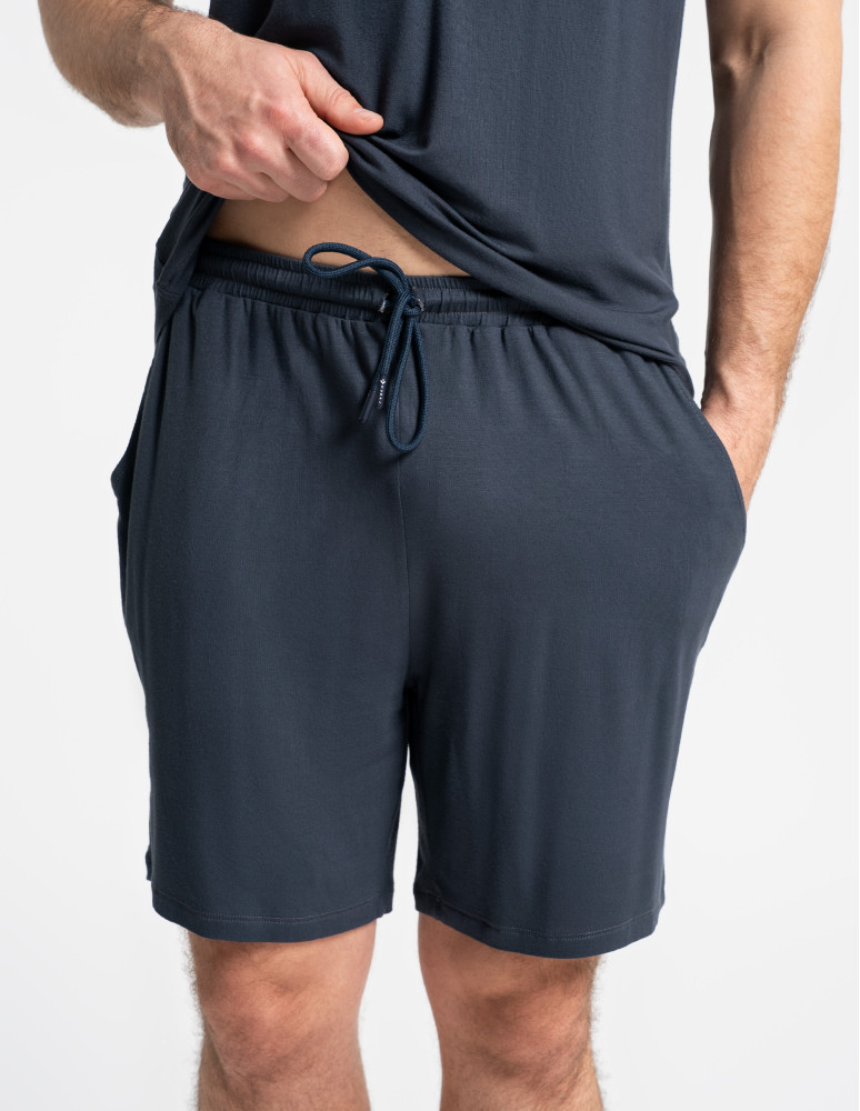 Piżamy z krótkim rękawem - Męska piżama bambusowa z krótkim rękawem i szortami GRAFIT - produkt moraj.pl 5