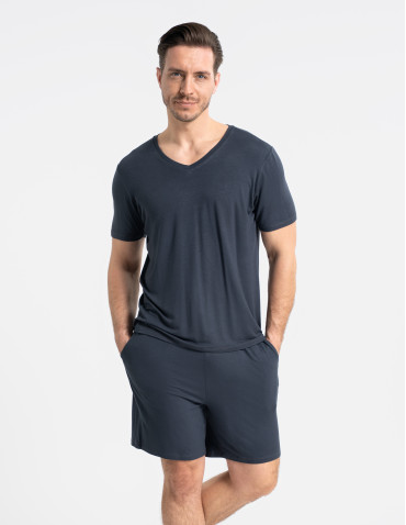 Męska piżama bambusowa z krótkim rękawem i szortami