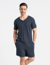 Męska piżama bambusowa z krótkim rękawem i szortami GRAFIT