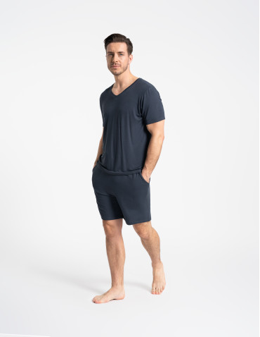 Piżamy z krótkim rękawem - Męska piżama bambusowa z krótkim rękawem i szortami GRAFIT - produkt 7