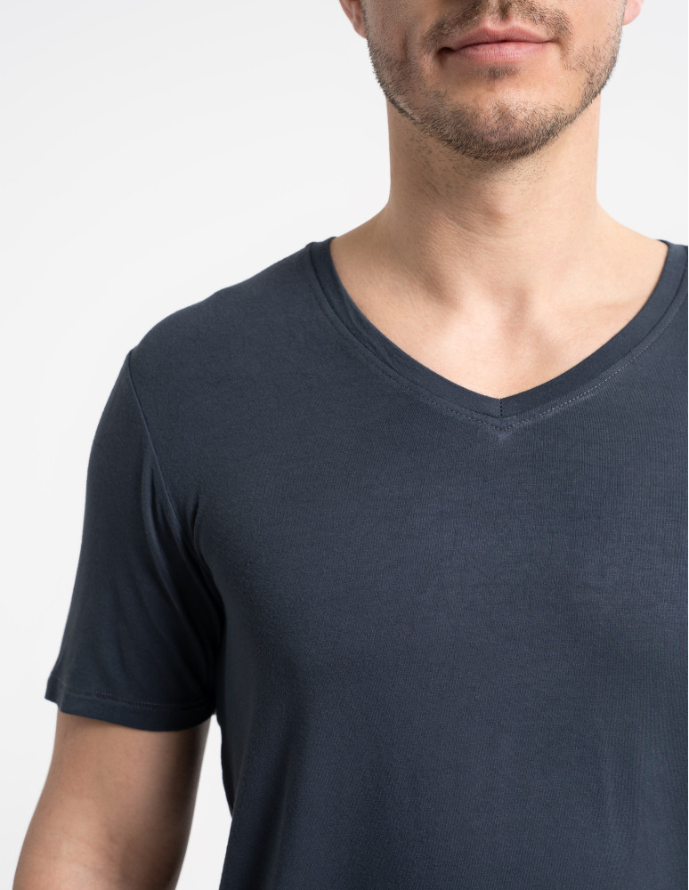 Piżamy z krótkim rękawem - Męska piżama bambusowa z krótkim rękawem i szortami GRAFIT - produkt moraj.pl 10