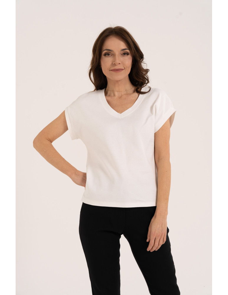 Koszulki i T-shirty - Bluzka damska bawełniana o luźnym fasonie BIAŁY - produkt moraj.pl 1