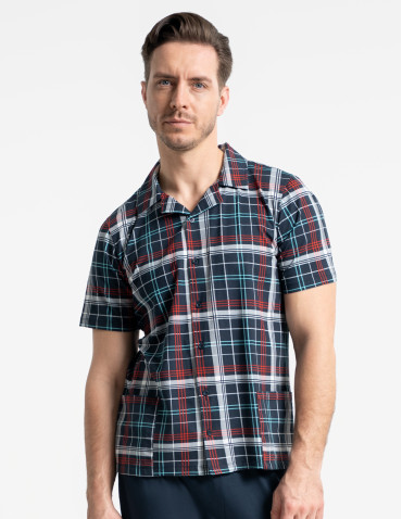 Piżamy z krótkim rękawem - Męska piżama z rozpinaną bluzką w kratę WZÓR 1 - produkt 5