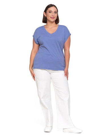 Koszulki i T-shirty - Bluzka damska bawełniana o luźnym fasonie NIEBIESKI - produkt 2