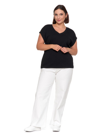 Koszulki i T-shirty - Bluzka damska bawełniana o luźnym fasonie CZARNY - produkt 3