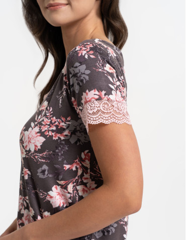 Piżamy z krótkim rękawem - Piżama damska krótki rękaw wiskozowa z koronką WZÓR 1 - produkt 4