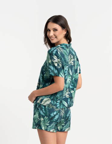 Piżama damska rozpinana z wiskozy krótki rękaw  - produkt 2