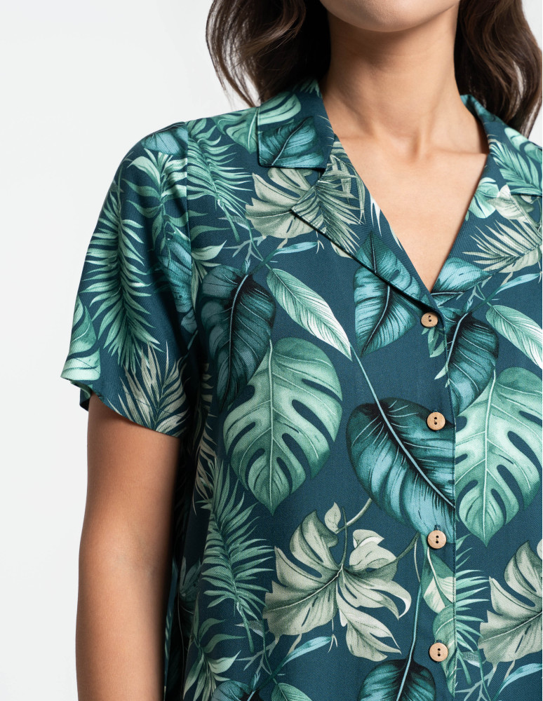 Piżamy z krótkim rękawem - Piżama damska rozpinana z wiskozy krótki rękaw WZÓR 1  - produkt moraj.pl 4