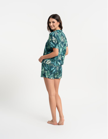 Piżamy z krótkim rękawem - Piżama damska rozpinana z wiskozy krótki rękaw WZÓR 1 - produkt 10