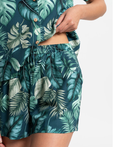 Piżamy z krótkim rękawem - Piżama damska rozpinana z wiskozy krótki rękaw WZÓR 1 - produkt 11