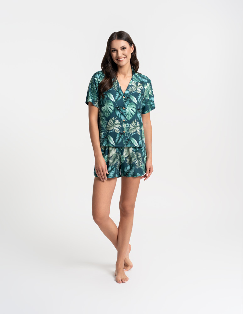 Piżamy z krótkim rękawem - Piżama damska rozpinana z wiskozy krótki rękaw WZÓR 1  - produkt moraj.pl 12