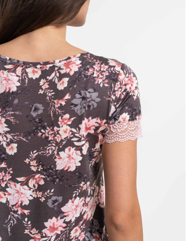 Piżamy z krótkim rękawem - Piżama damska krótki rękaw wiskozowa z koronką WZÓR 1 - produkt 11