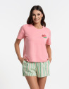 Piżama damska z krótkim rękawem i szortami RÓŻOWY