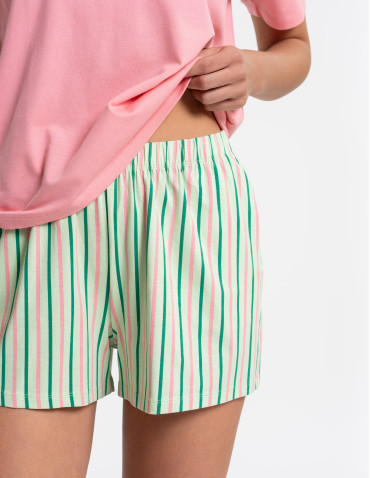 Piżamy z krótkim rękawem - Piżama damska z krótkim rękawem i szortami RÓŻOWY - produkt 4