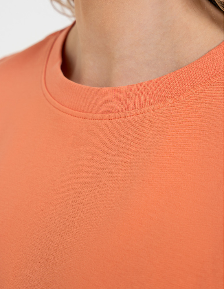 Koszulki z krótkim rękawem - T-shirt damski bawełniany gładki o klasycznym kroju POMARAŃCZOWY  - produkt moraj.pl 4