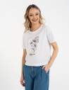 Koszulka damska bawełniana z krótkim rękawem i nadrukiem WZÓR 2
