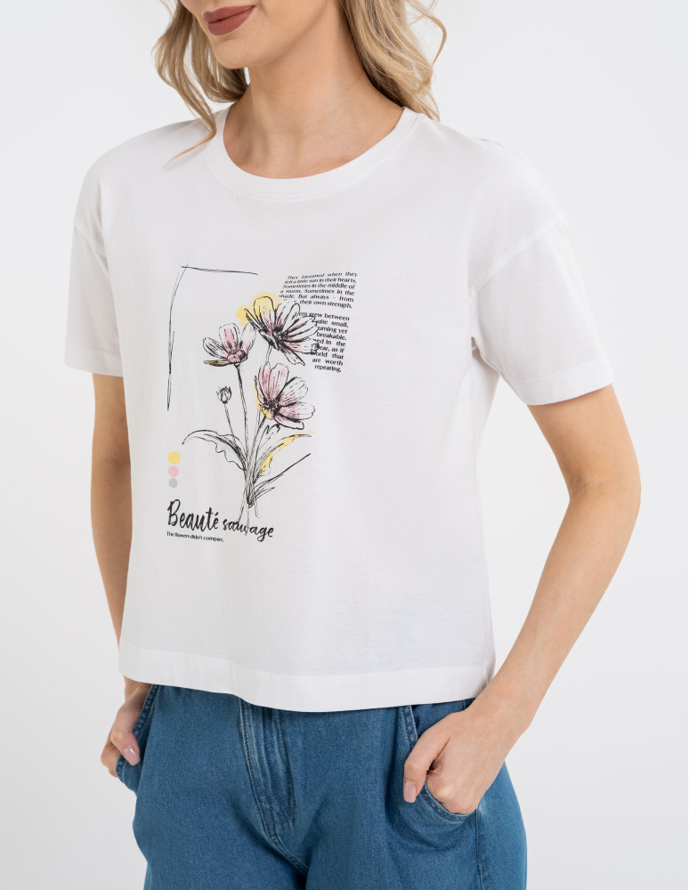 Koszulki z krótkim rękawem - Koszulka damska bawełniana z krótkim rękawem i nadrukiem WZÓR 2  - produkt moraj.pl 2