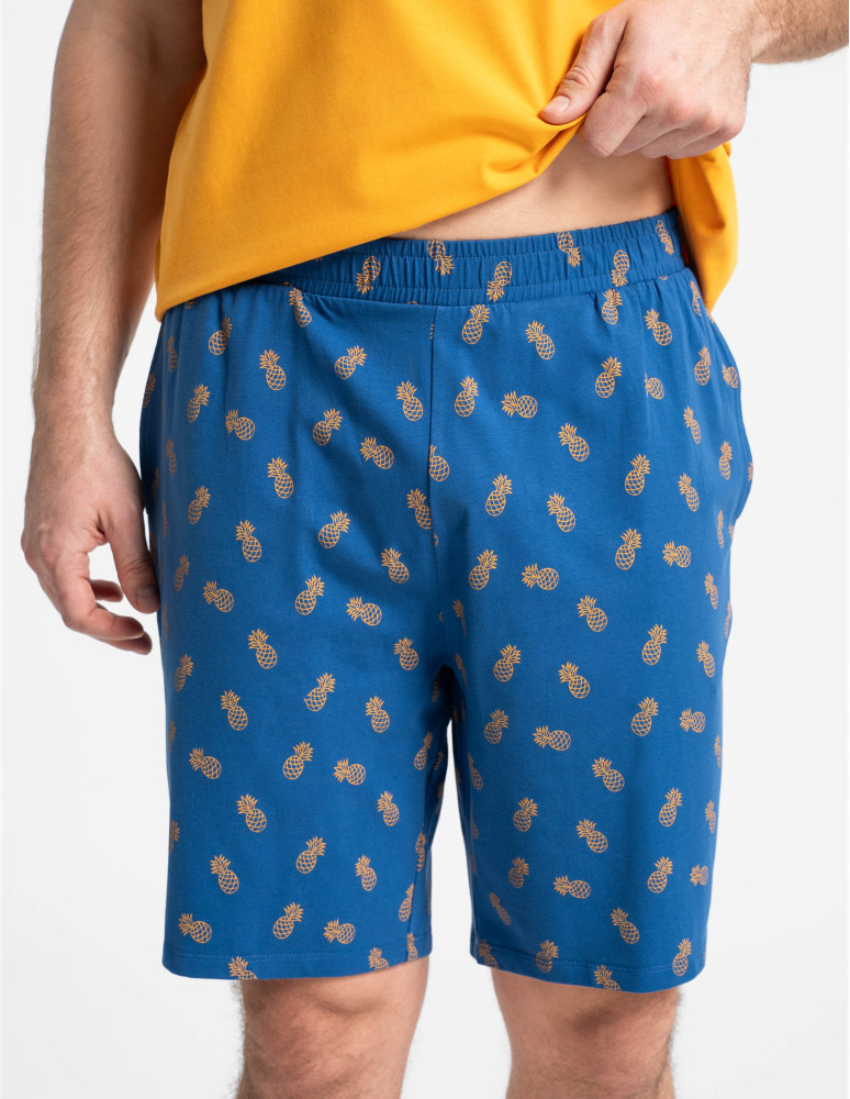 Piżamy z krótkim rękawem - Piżama męska z krótkim rękawem i szortami ananas POMARAŃCZOWY  - produkt moraj.pl 3