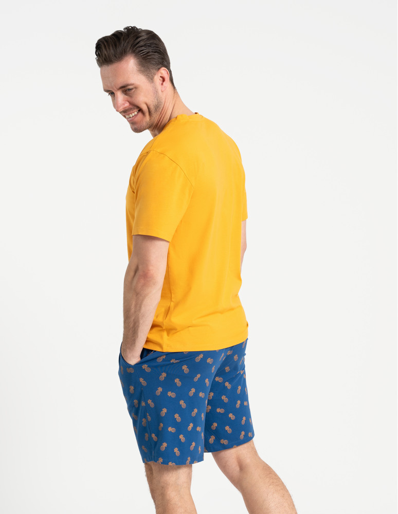 Piżamy z krótkim rękawem - Piżama męska z krótkim rękawem i szortami ananas POMARAŃCZOWY  - produkt moraj.pl 4