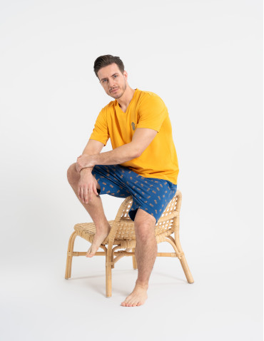 Piżamy z krótkim rękawem - Piżama męska z krótkim rękawem i szortami ananas POMARAŃCZOWY - produkt 6