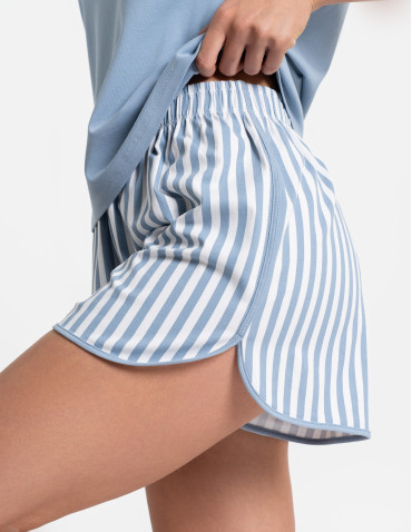 Piżamy z krótkim rękawem - Piżama damska z krótkim rękawem w motyw morski NIEBIESKI - produkt 4