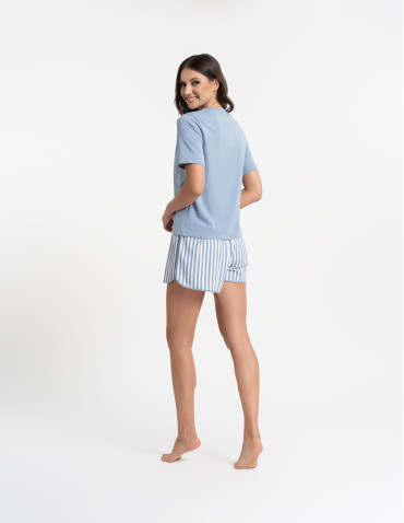 Piżamy z krótkim rękawem - Piżama damska z krótkim rękawem w motyw morski NIEBIESKI - produkt 8