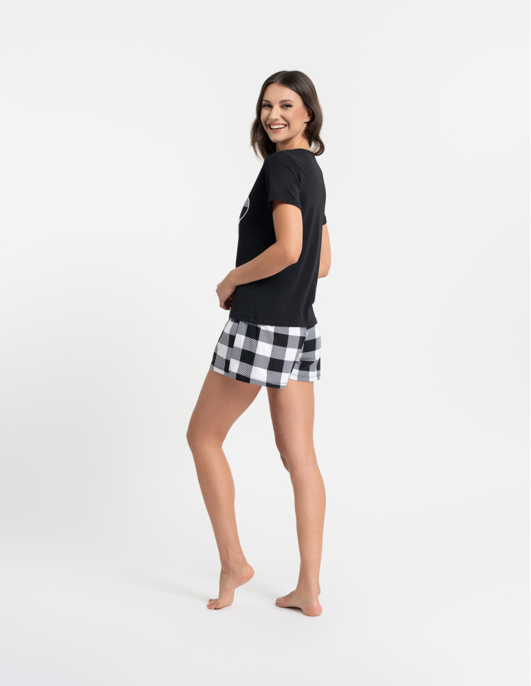 Piżamy z krótkim rękawem - Piżama damska z krótkim rękawem w kratkę CZARNY  - produkt moraj.pl 9