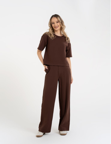 Spodnie damskie dresowe bawełniane z wysokim stanem