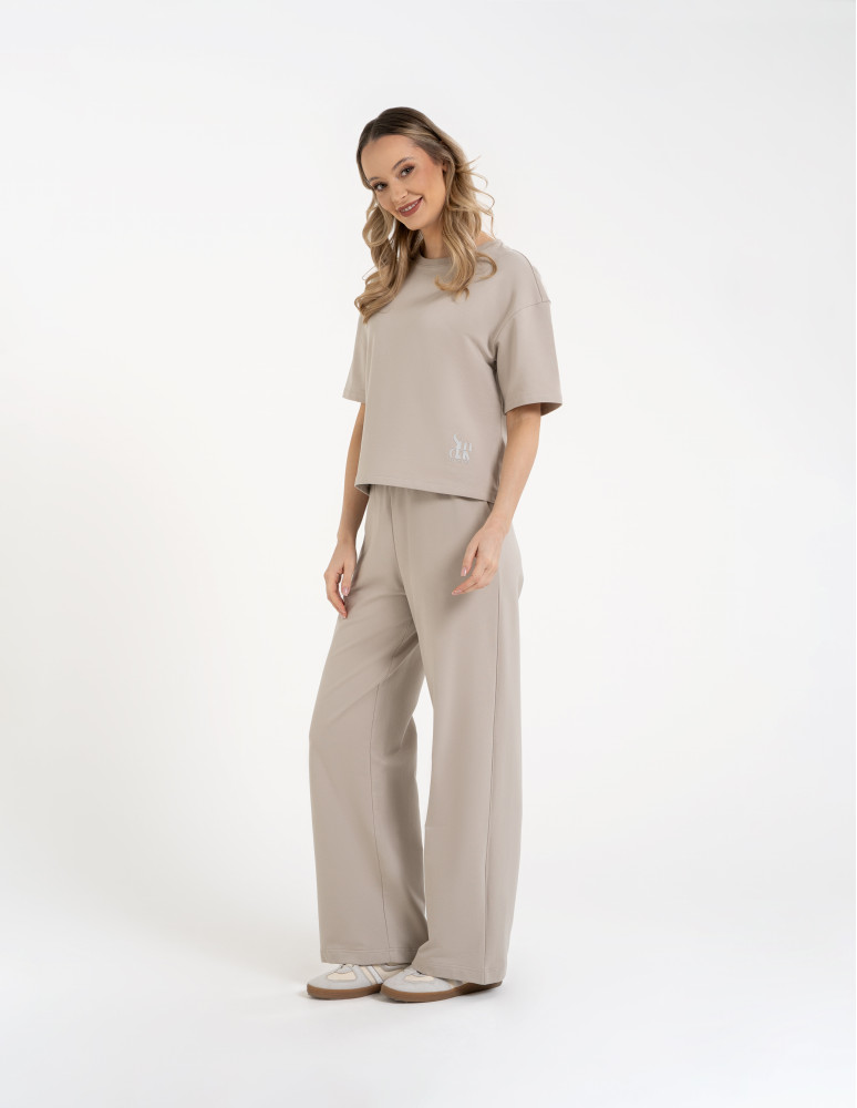 Spodnie dresowe - Spodnie damskie dresowe bawełniane z wysokim stanem SZARY  - produkt moraj.pl 7