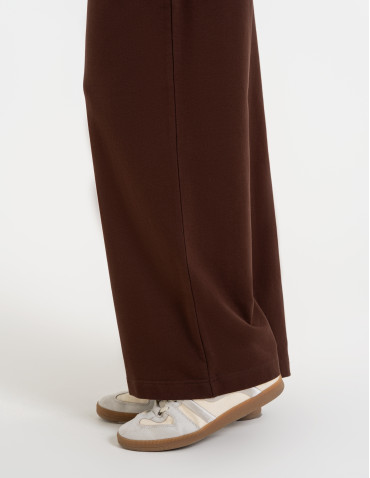 Spodnie dresowe - Spodnie damskie dresowe bawełniane z wysokim stanem BRĄZOWY - produkt 3