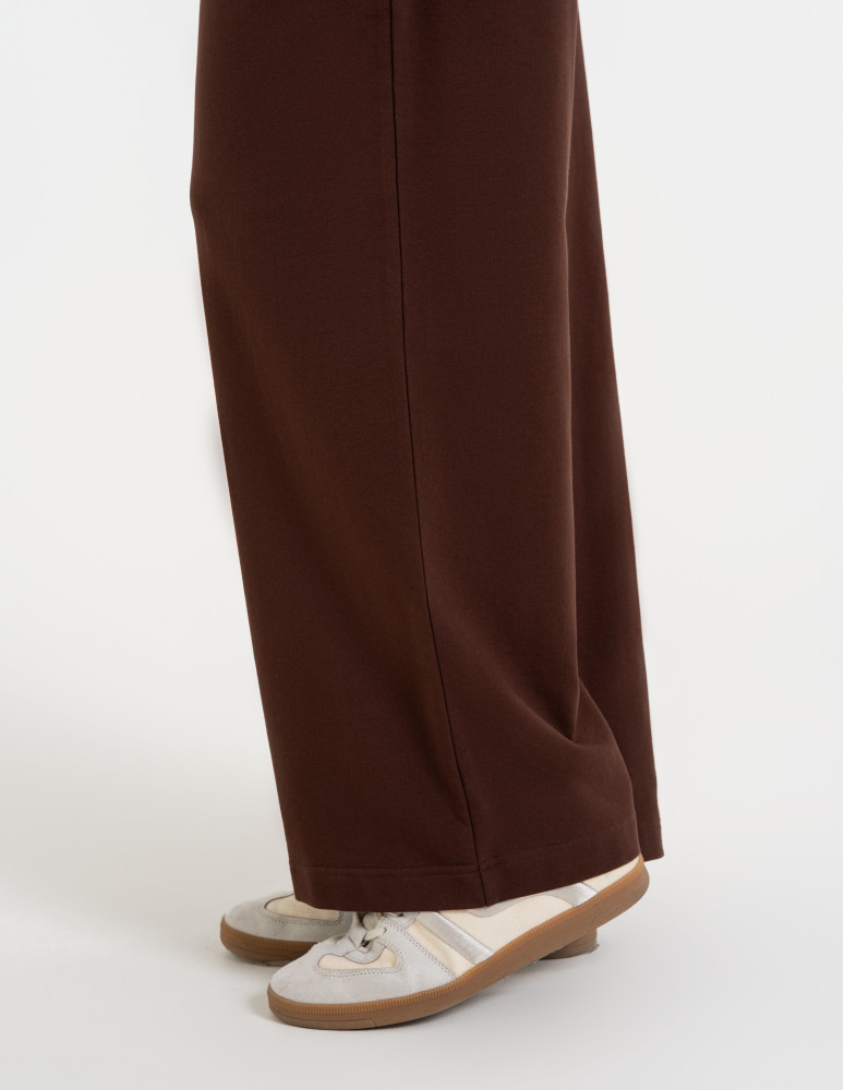 Spodnie dresowe - Spodnie damskie dresowe bawełniane z wysokim stanem BRĄZOWY  - produkt moraj.pl 3