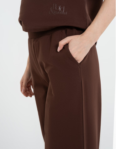 Spodnie damskie dresowe bawełniane z wysokim stanem  - produkt 2