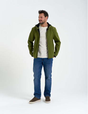 Kurtki przejściowe - Męska kurtka przejściowa softshell przeciwdeszczowy KHAKI - produkt 10