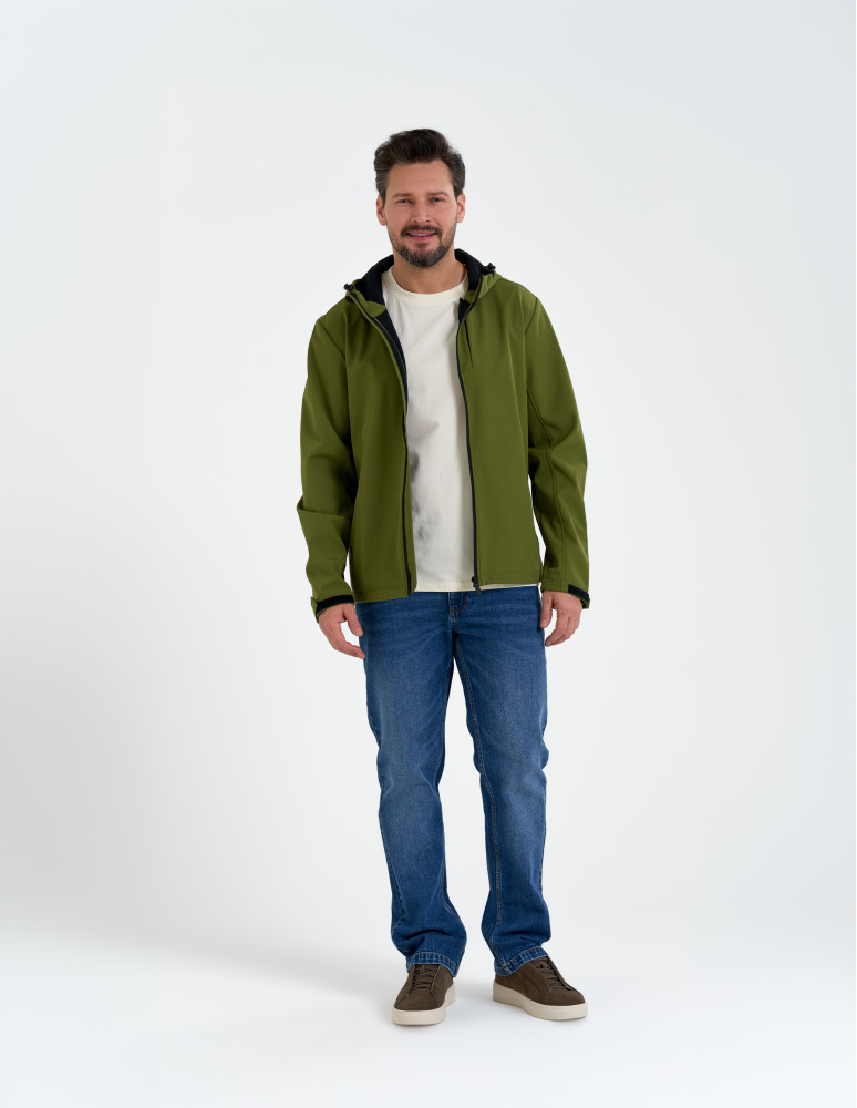 Kurtki przejściowe - Męska kurtka przejściowa softshell przeciwdeszczowy KHAKI  - produkt moraj.pl 13