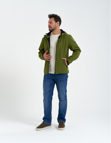 Kurtki przejściowe - Męska kurtka przejściowa softshell przeciwdeszczowy KHAKI - produkt 14