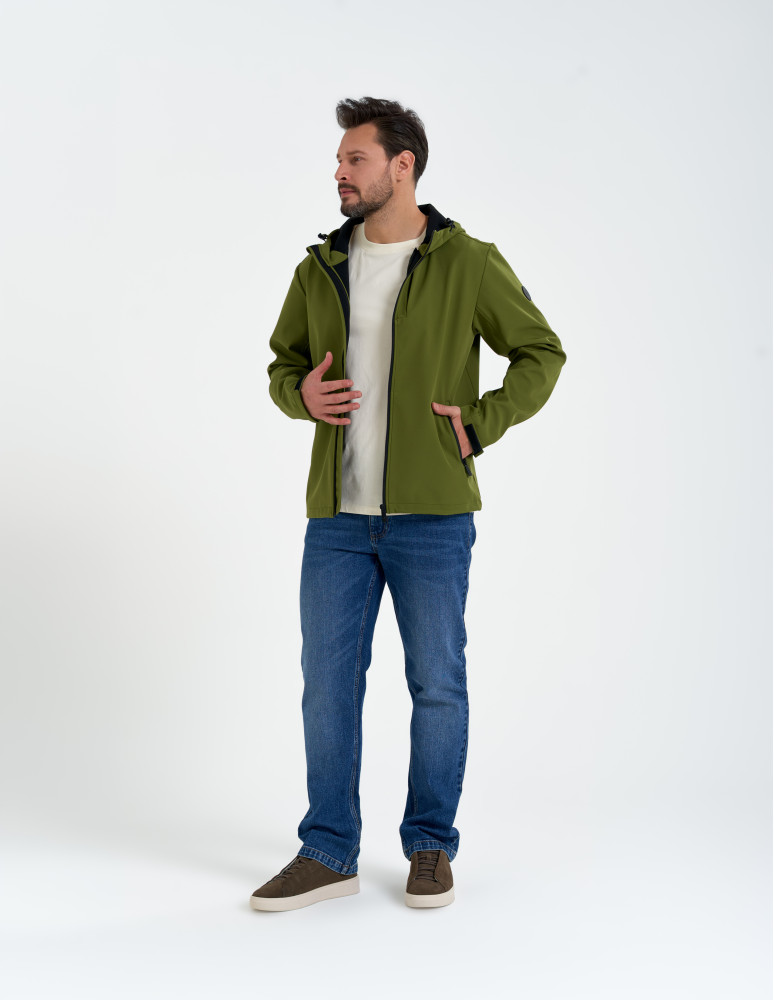Kurtki przejściowe - Męska kurtka przejściowa softshell przeciwdeszczowy KHAKI  - produkt moraj.pl 14