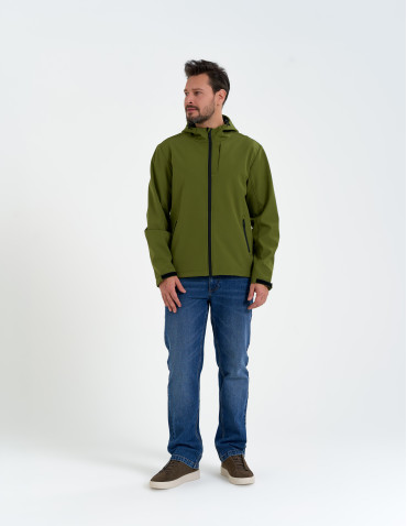 Kurtki przejściowe - Męska kurtka przejściowa softshell przeciwdeszczowy KHAKI - produkt 15