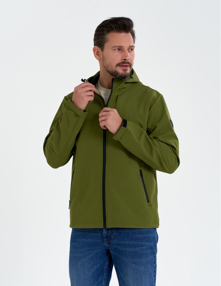 Kurtki przejściowe - Męska kurtka przejściowa softshell przeciwdeszczowy KHAKI  - produkt moraj.pl 12