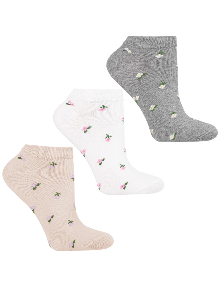 Stopki klasyczne - Skarpetki damskie stopki w drobne kwiatki 3-pak WIELOKOLOROWY - produkt moraj.pl 1