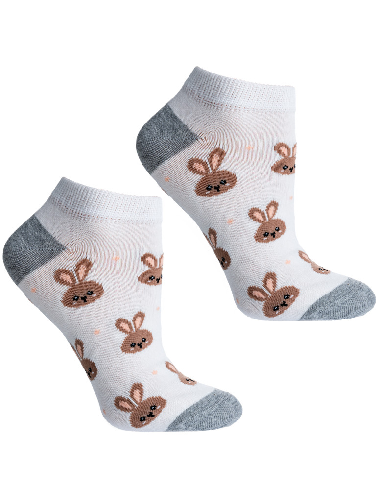 Stopki klasyczne - Skarpetki stopki damskie w króliczki i paski 3-pak WIELOKOLOROWY  - produkt moraj.pl 4