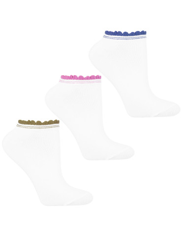 Skarpetki damskie stopki z falbanką 3-pak - WIELOKOLOROWY