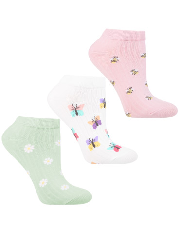 Skarpetki damskie stopki wiosenna łąka 3-pak - WIELOKOLOROWY