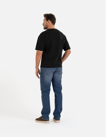 Koszulki z krótkim rękawem - T-shirt męski koszulka bawełniana oversize z nadrukiem holograficznym CZARNY - produkt 5