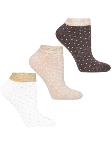 Skarpetki damskie stopki z błyszczącym ściągaczem 3-pak - WIELOKOLOROWY