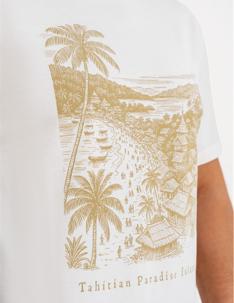 Koszulki i Tank Topy - T-shirt męski bawełniany z nadrukiem BEŻOWY - produkt moraj.pl 2