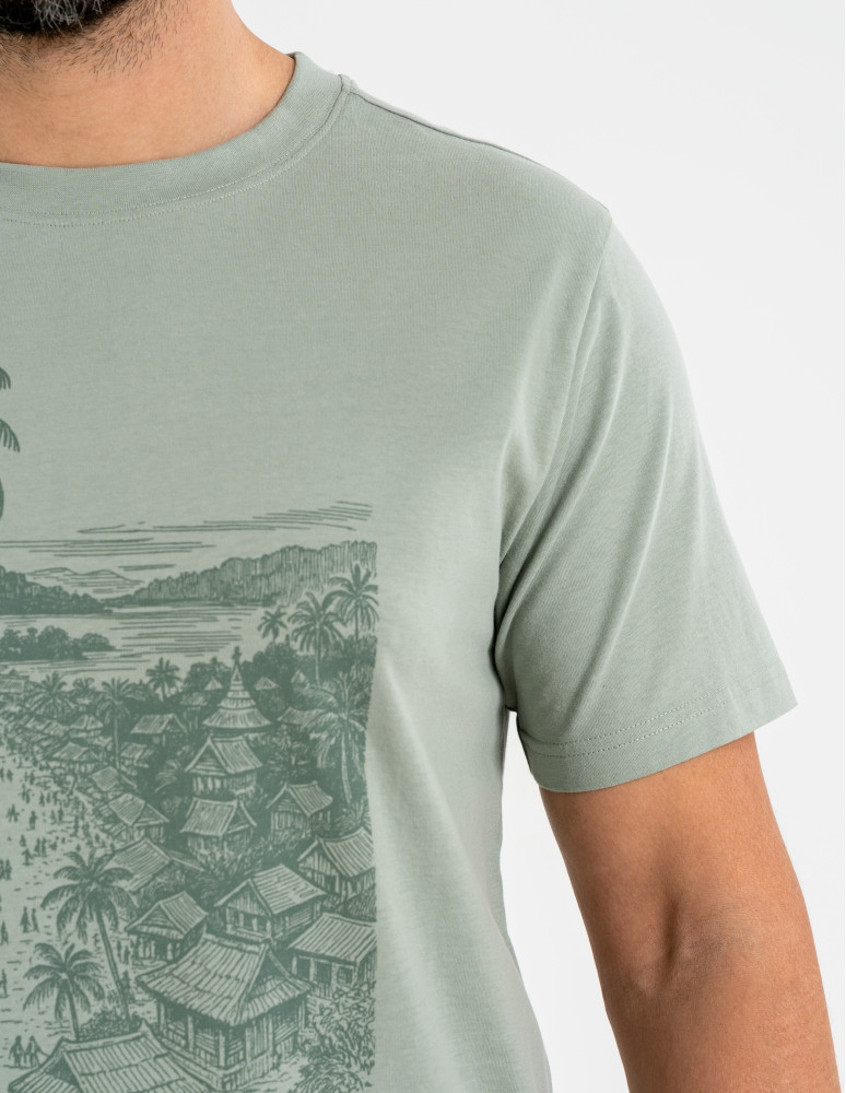 Koszulki i Tank Topy - T-shirt męski bawełniany z nadrukiem ZIELONY - produkt moraj.pl 3