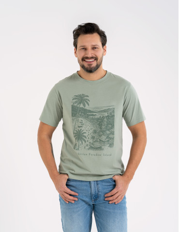 Koszulki i Tank Topy - T-shirt męski bawełniany z nadrukiem ZIELONY - produkt 5