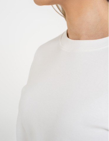 Koszulki z krótkim rękawem - T-shirt damski bawełniany gładki o klasycznym kroju BIAŁY - produkt 5